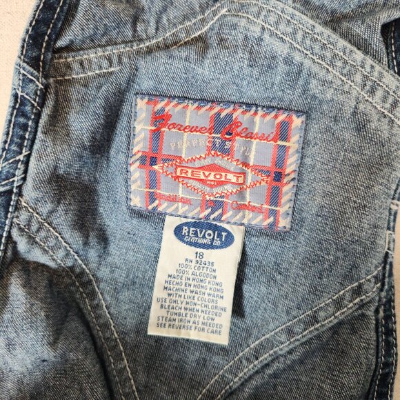 Vintage Revolt Floral Embroidered Denim Overalls Size 18 Y2K 90s Festival Retro - Picture 3 of 11
